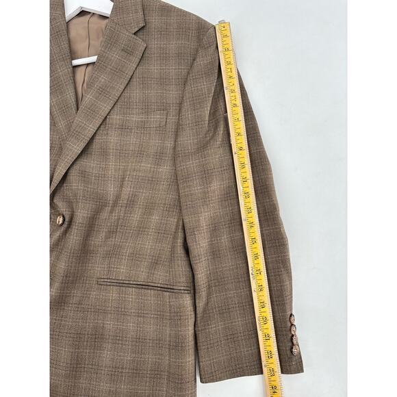 Ralph Lauren Suit Jacket Mens 42S Brown Plaid Silk Wool Single Breasted Tweed - Picture 15 of 15